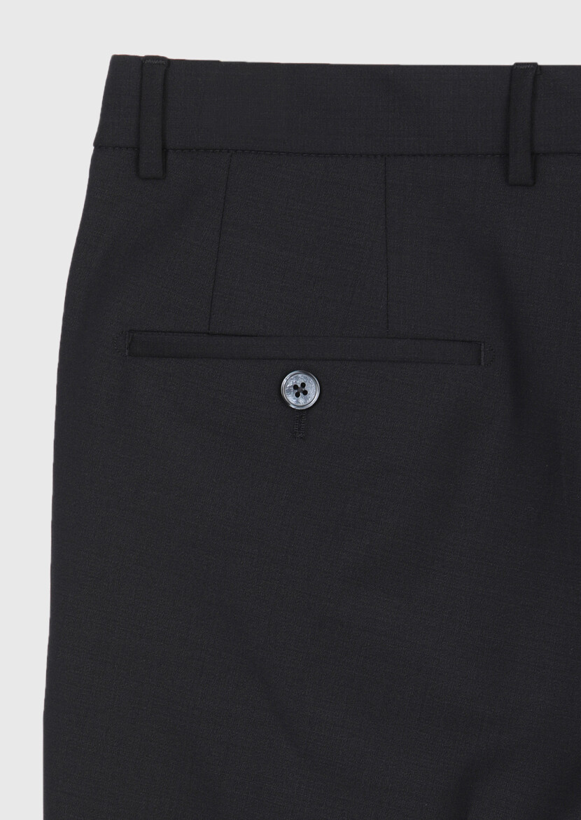 Black Plain Wool Blended Suit - 11