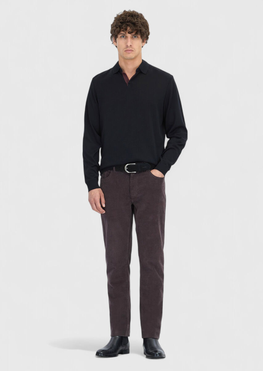 Black Polo Neck Plain Sweatshirt - 2