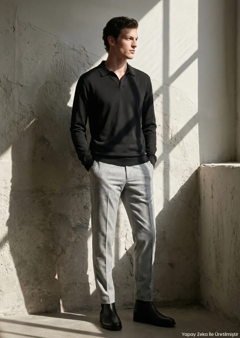 Black Polo Neck Plain Sweatshirt - RAMSEY