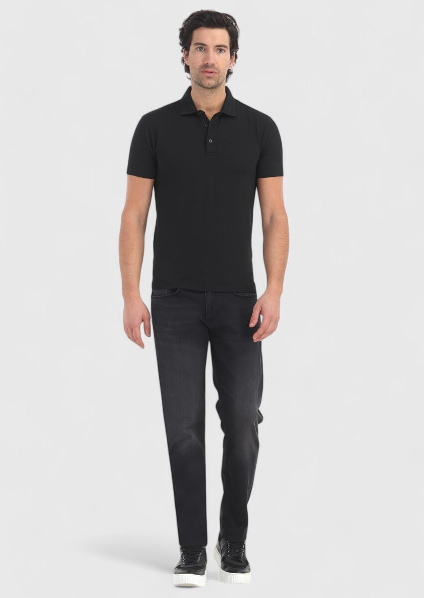 Black Polo Neck T-Shirt - 1