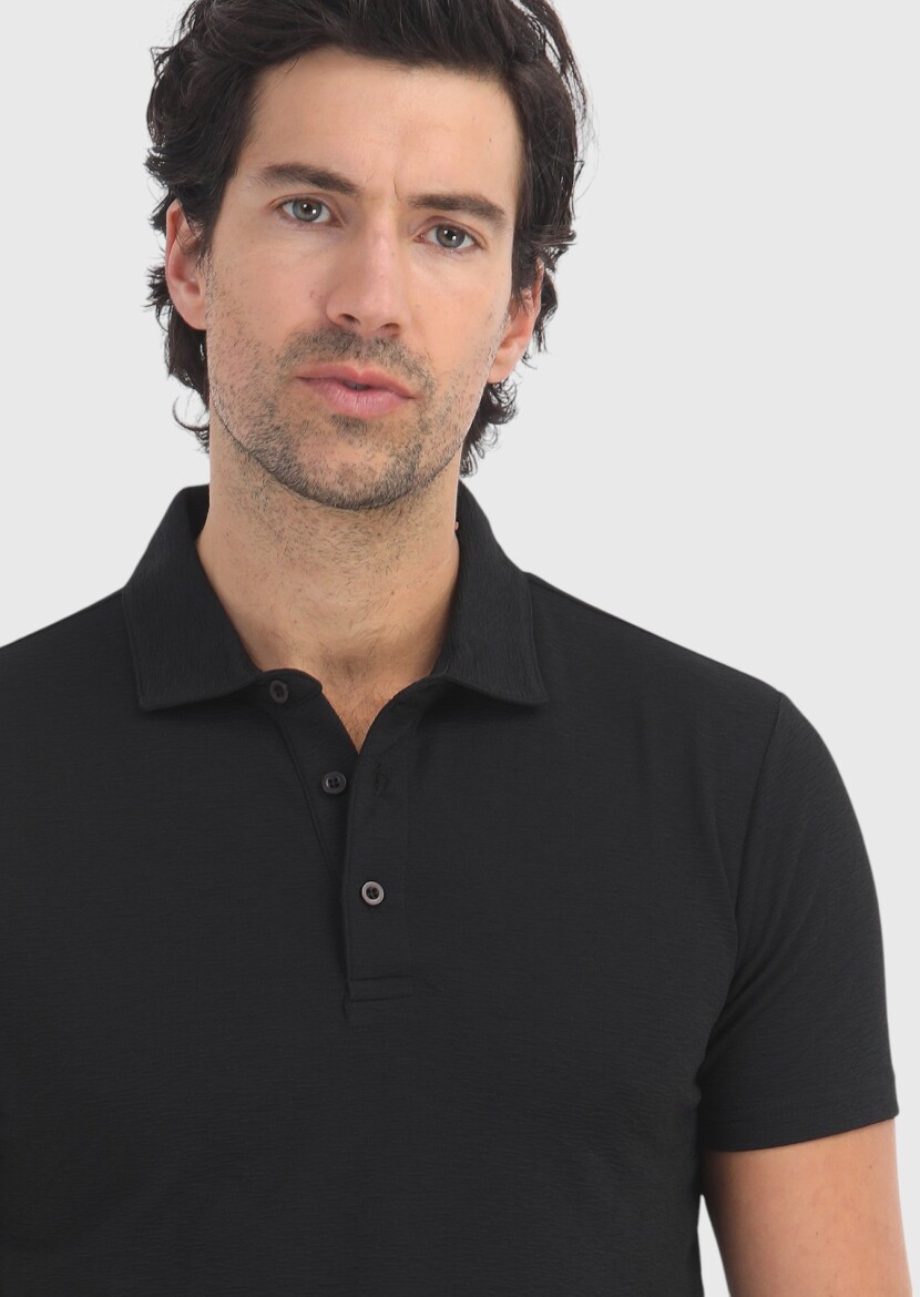 Black Polo Neck T-Shirt - 3