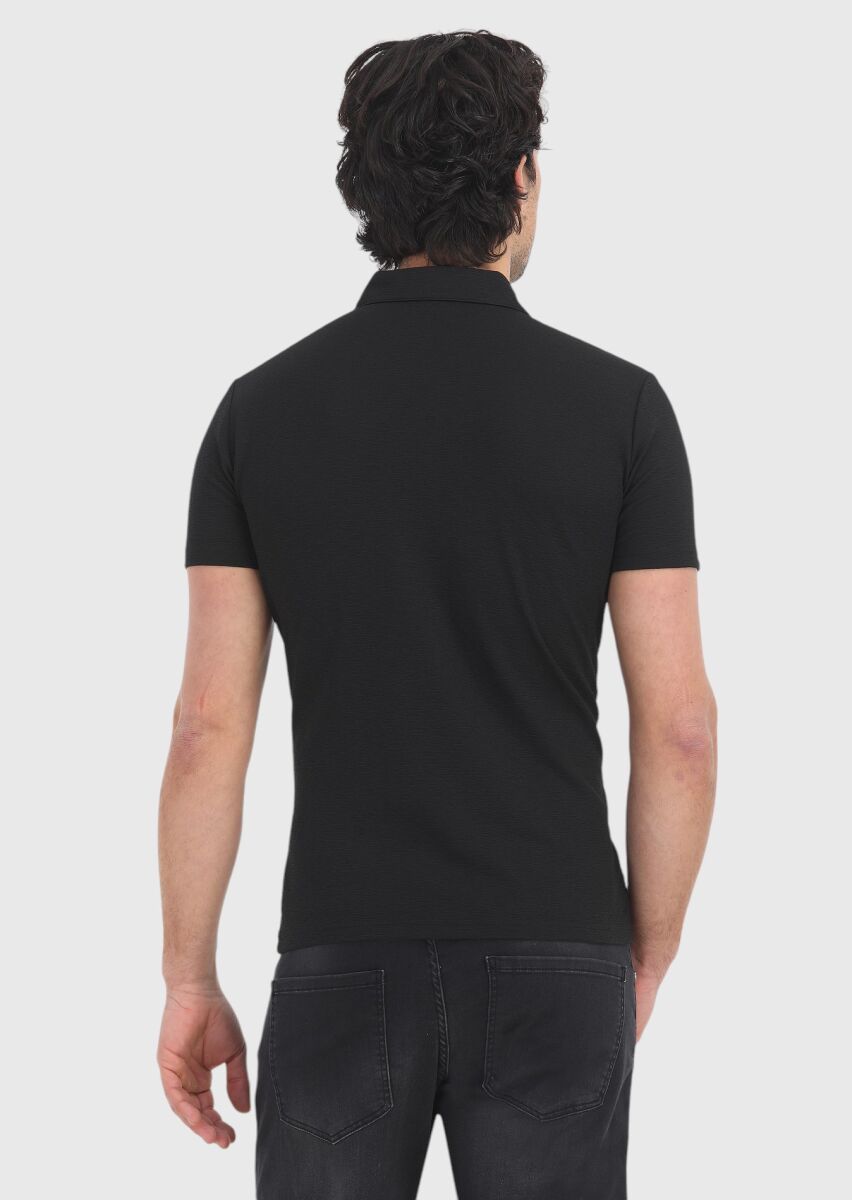 Black Polo Neck T-Shirt - 4