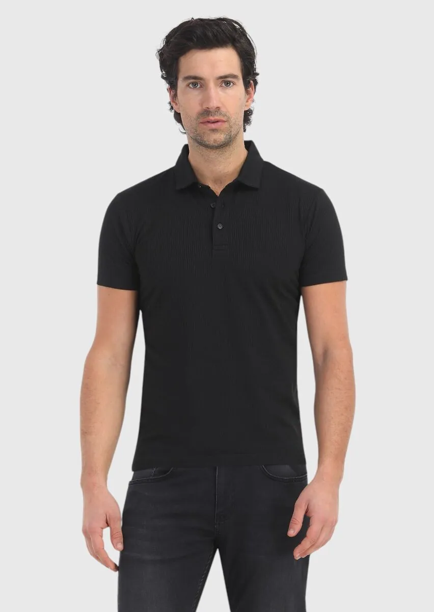 Black Polo Neck T-Shirt - 2