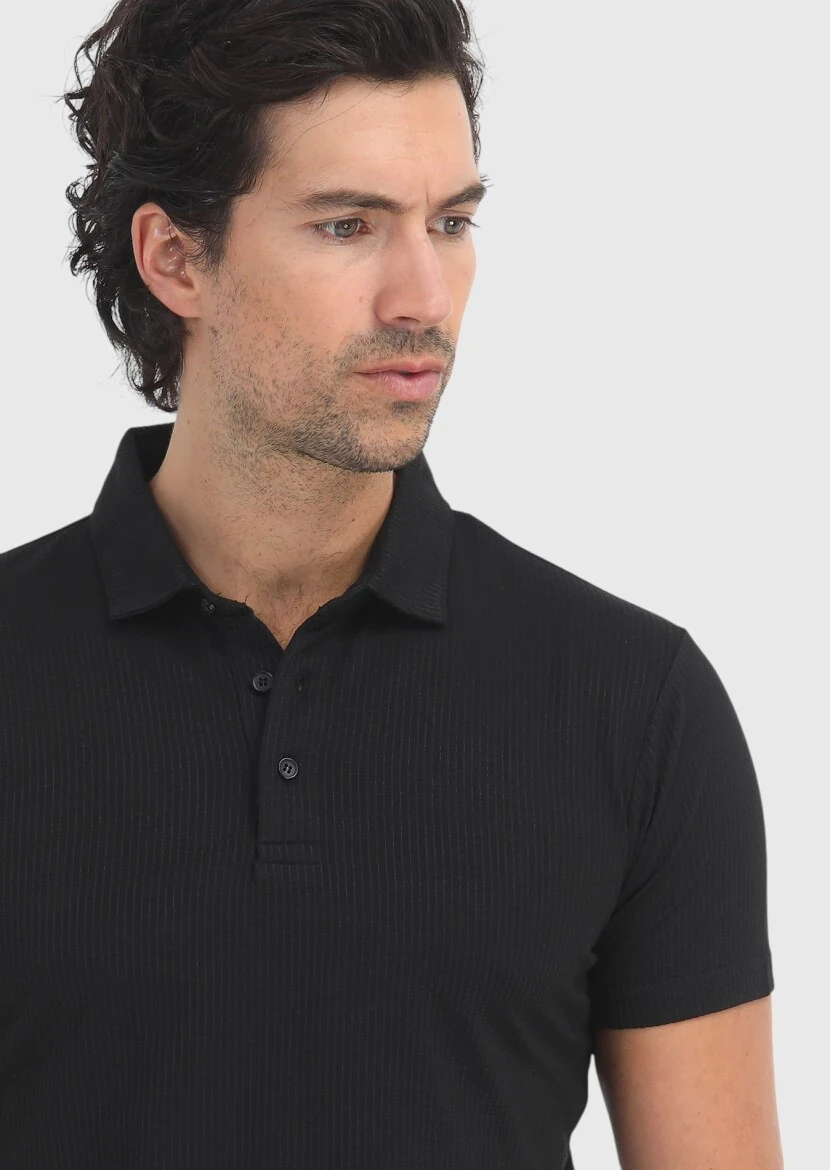 Black Polo Neck T-Shirt - 3