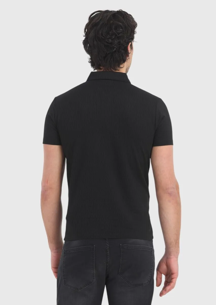 Black Polo Neck T-Shirt - 4