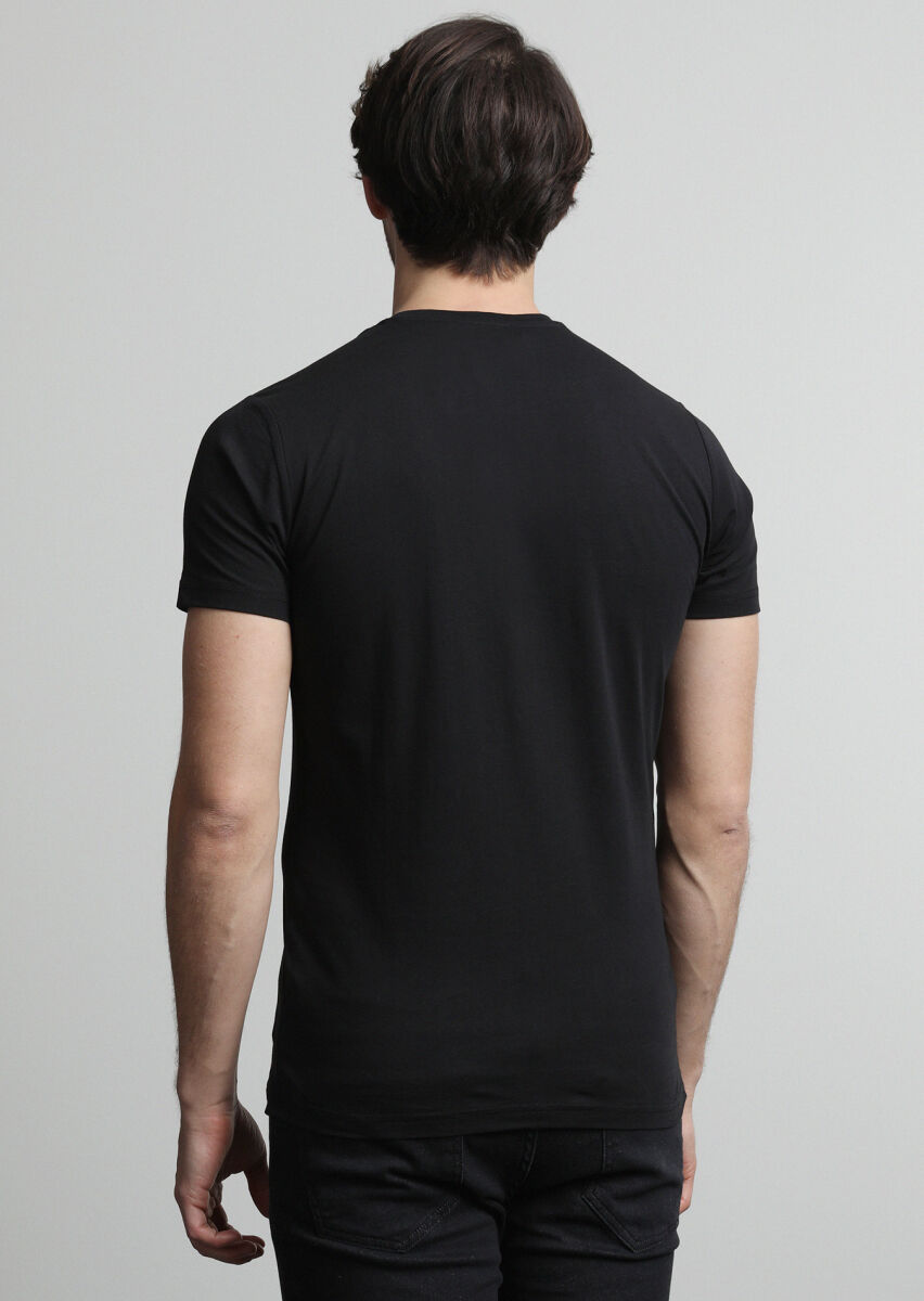 Black Printed 100% Cotton T-Shirt - 4