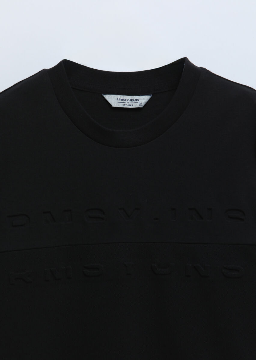 Black Printed Crew Neck 100% Cotton T-Shirt - 7