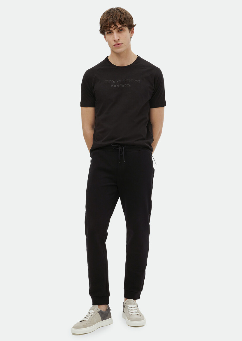 Black Printed Crew Neck 100% Cotton T-Shirt 