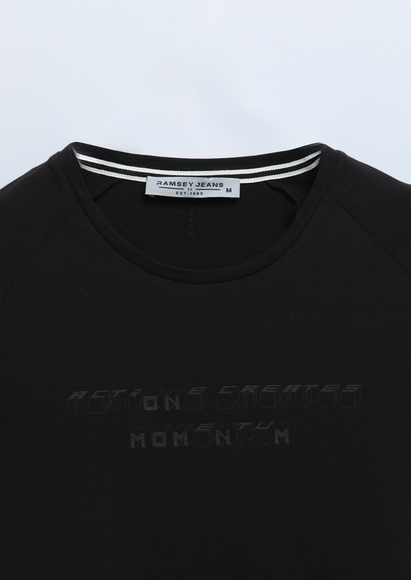 Black Printed Crew Neck 100% Cotton T-Shirt - 6