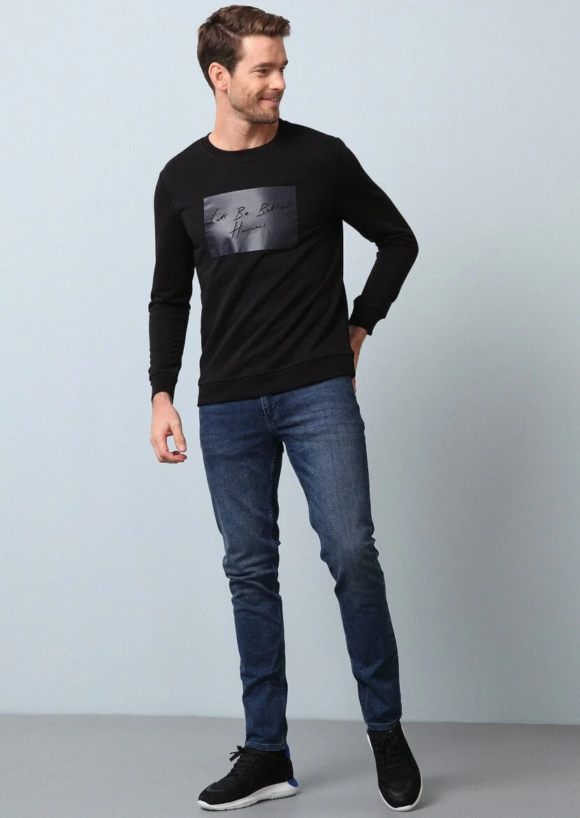 Black Printed Sweatshirt - 1