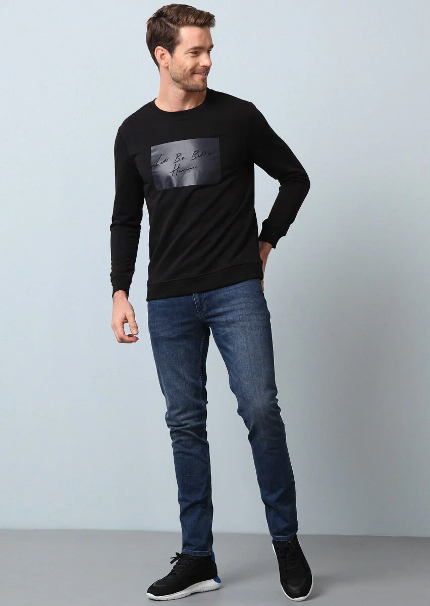 Black Printed Sweatshirt - 1