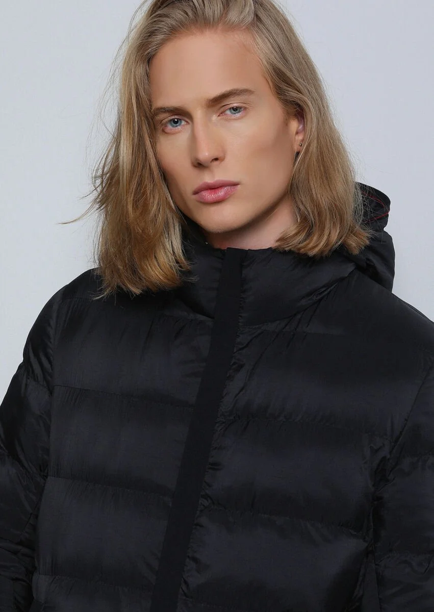 Black Puffer Weaving Coat - 2