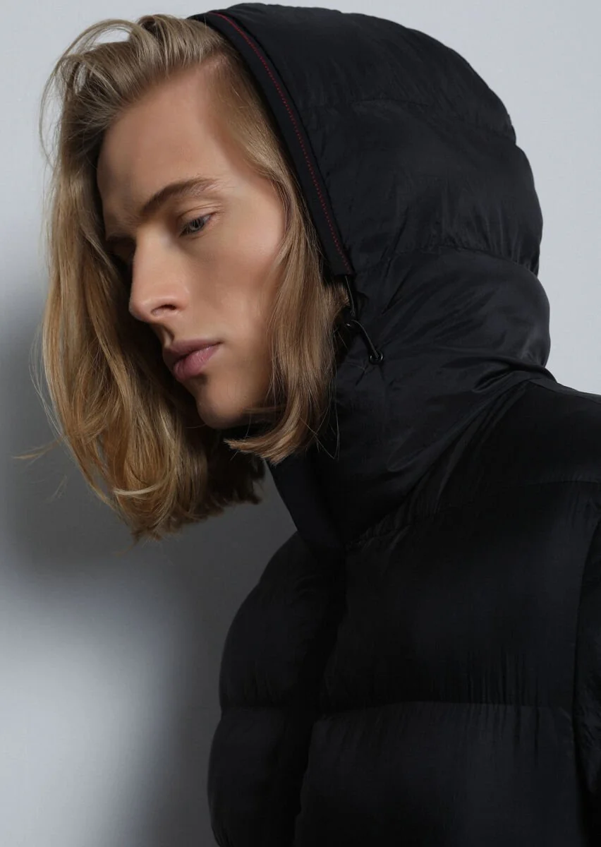 Black Puffer Weaving Coat - 3