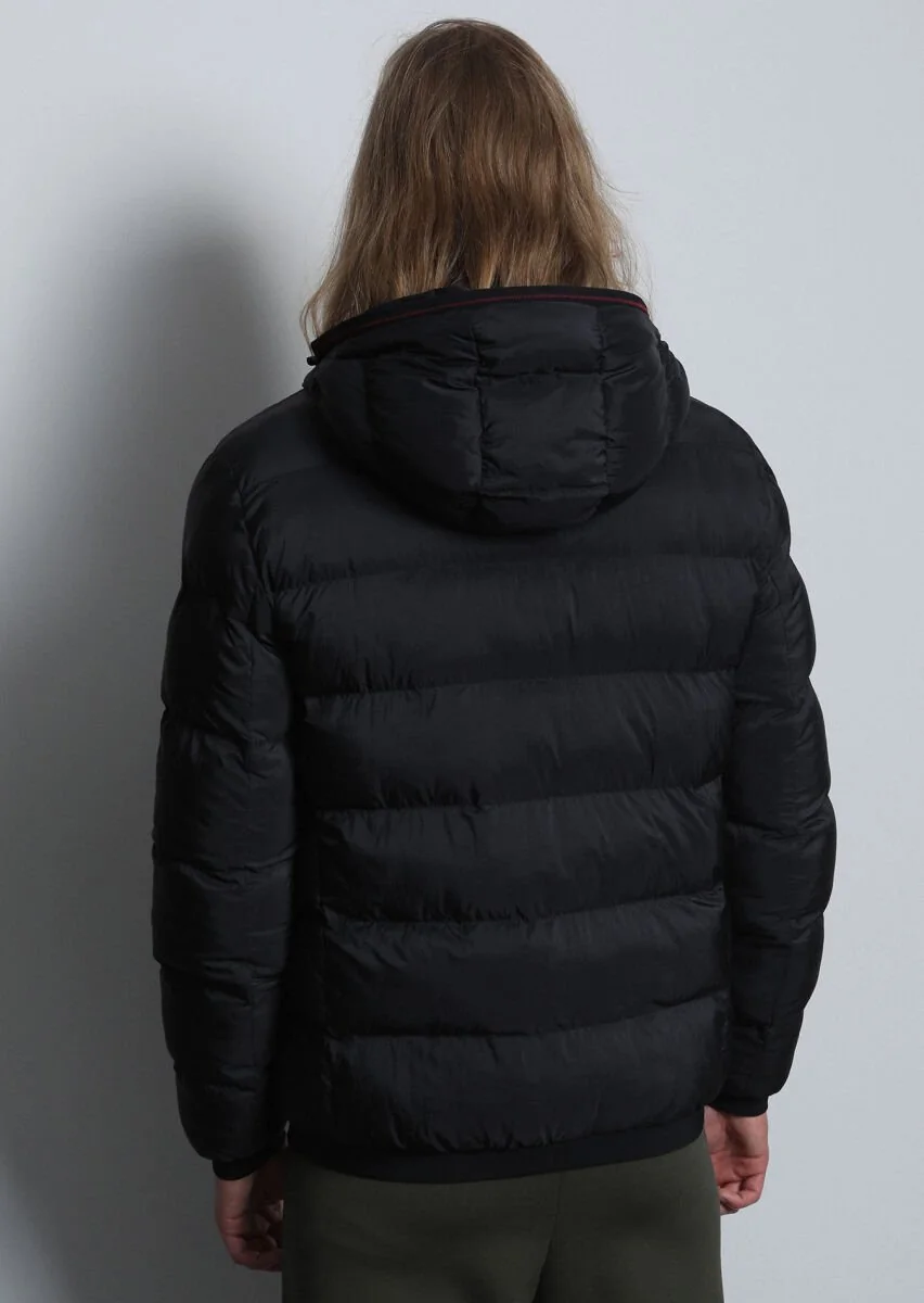 Black Puffer Weaving Coat - 5
