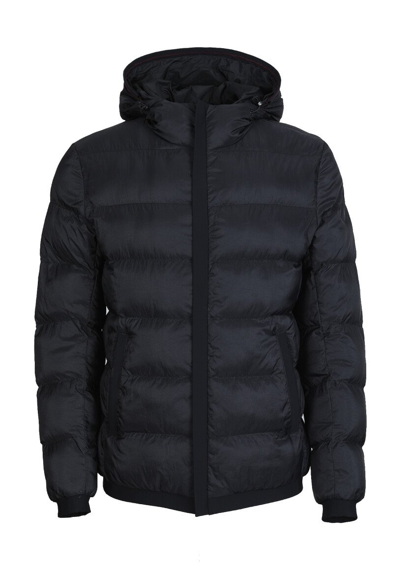 Black Puffer Weaving Coat - 6