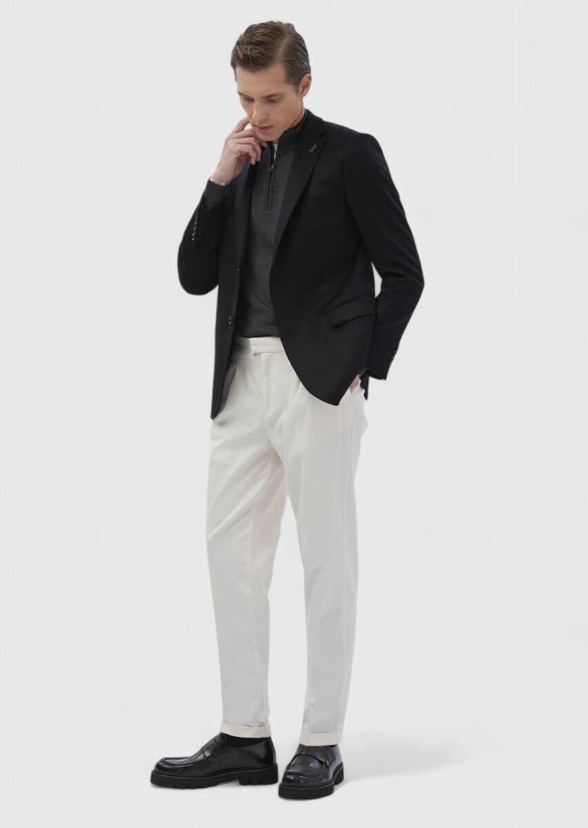 Black Regular Fit 100% Cashmire Jacket - 2