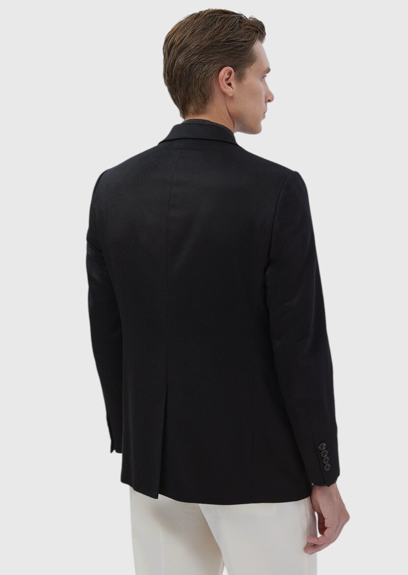 Black Regular Fit 100% Cashmire Jacket - 8