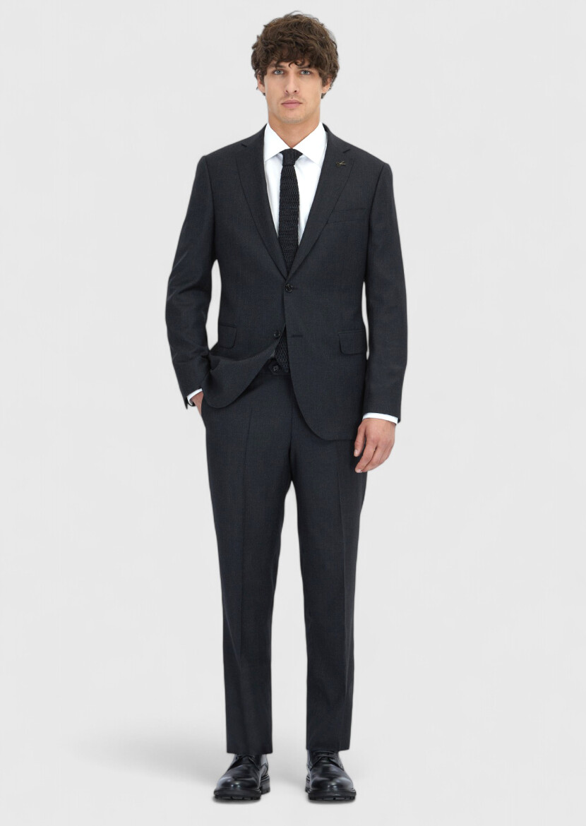Black Regular Fit 100% Wool Suit - RAMSEY