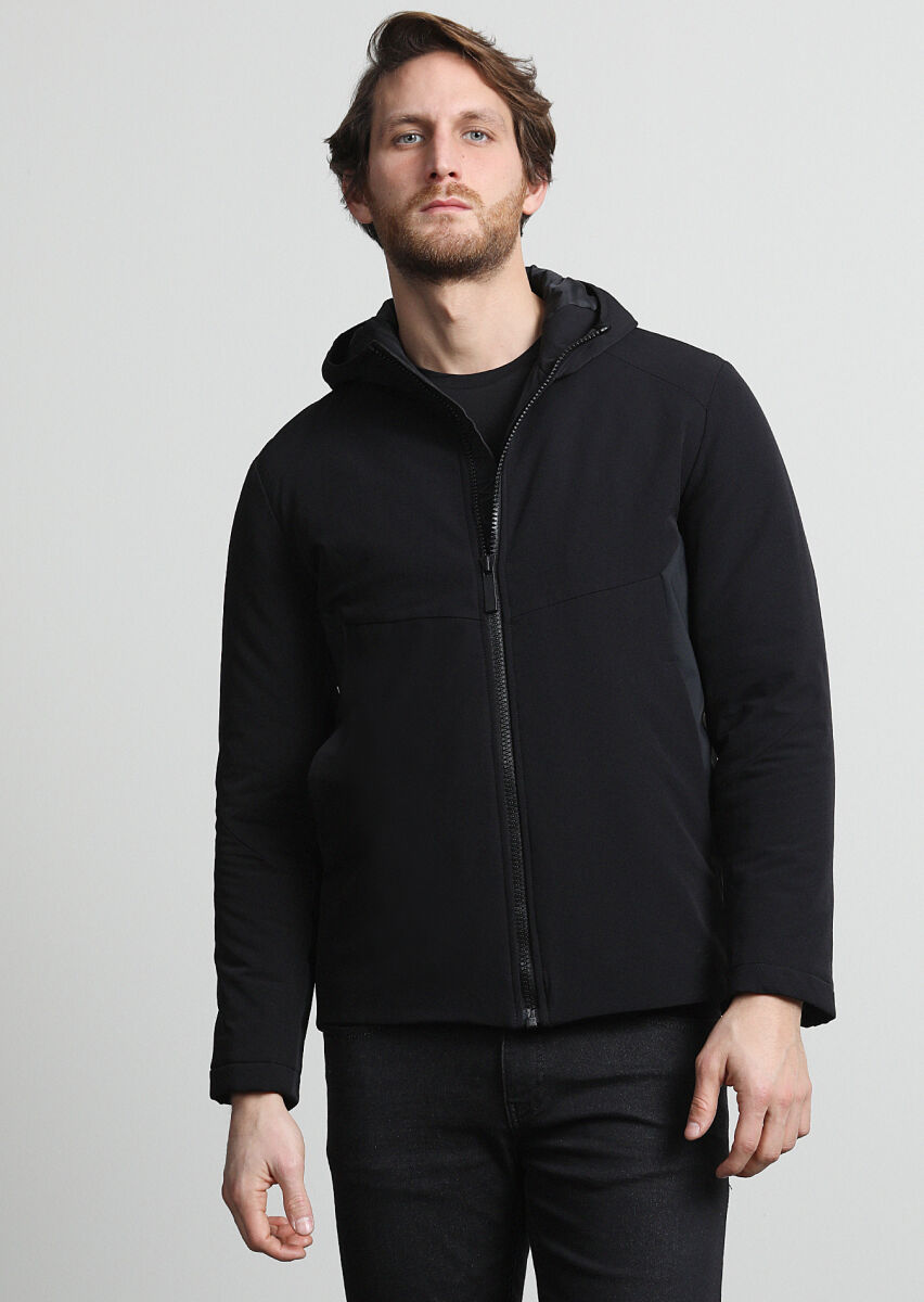 Black Regular Fit Casual Weaving Coat - 3