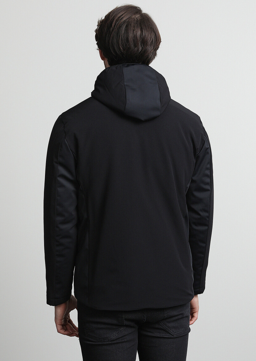 Black Regular Fit Casual Weaving Coat - 4