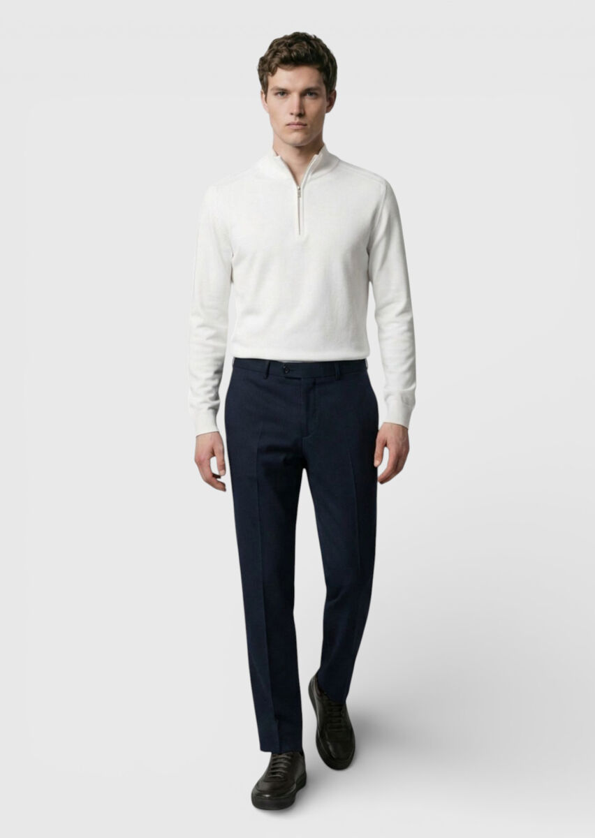 Black Regular Fit Classical 100% Wool Trousers - 1