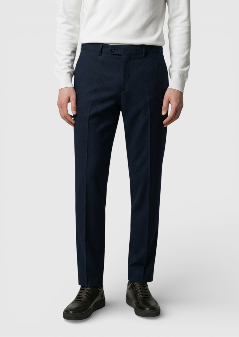 Black Regular Fit Classical 100% Wool Trousers 