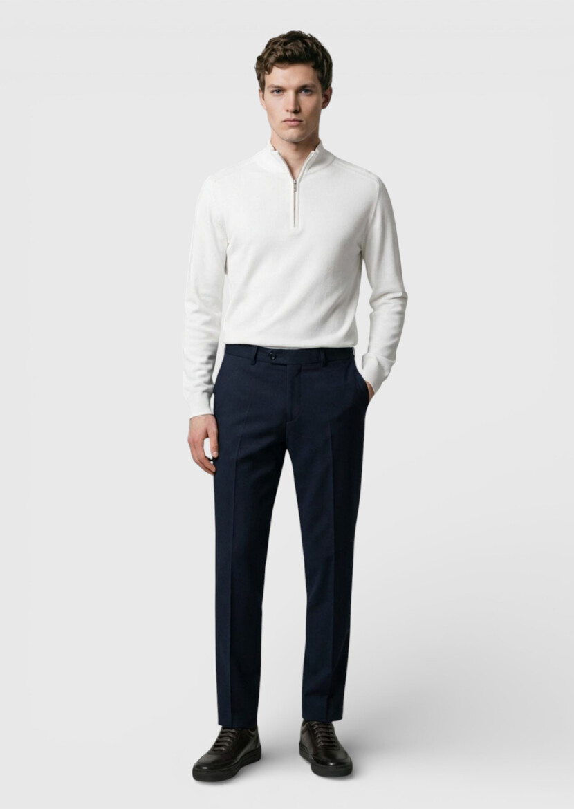 Black Regular Fit Classical 100% Wool Trousers - 3