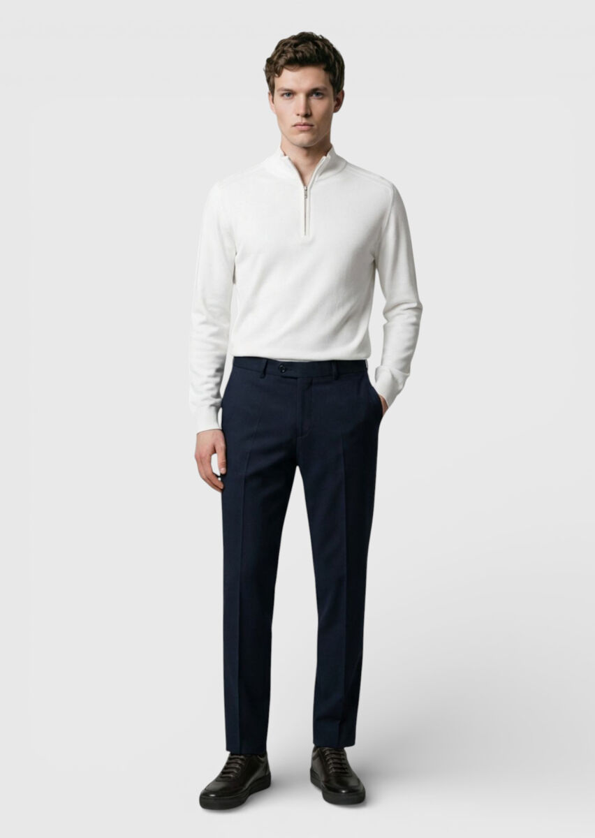 Black Regular Fit Classical 100% Wool Trousers - 3