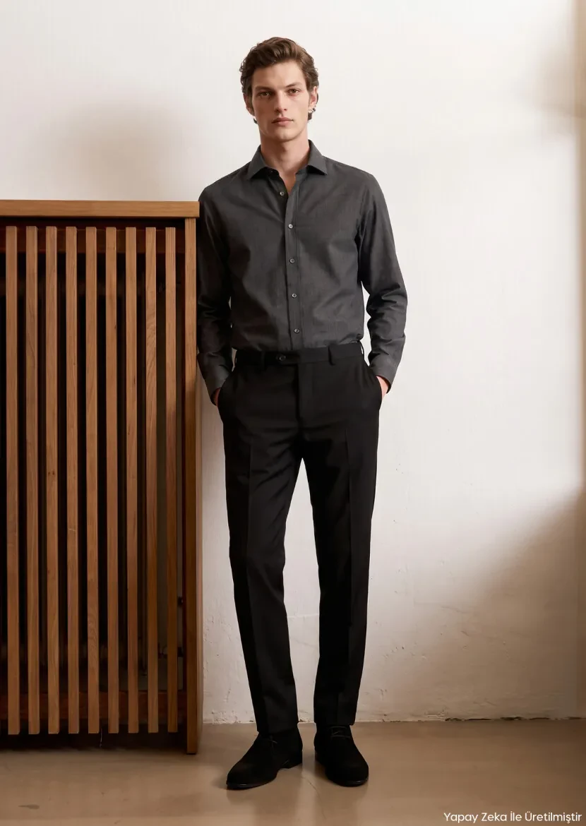 Black Regular Fit Classical 100% Wool Trousers - RAMSEY