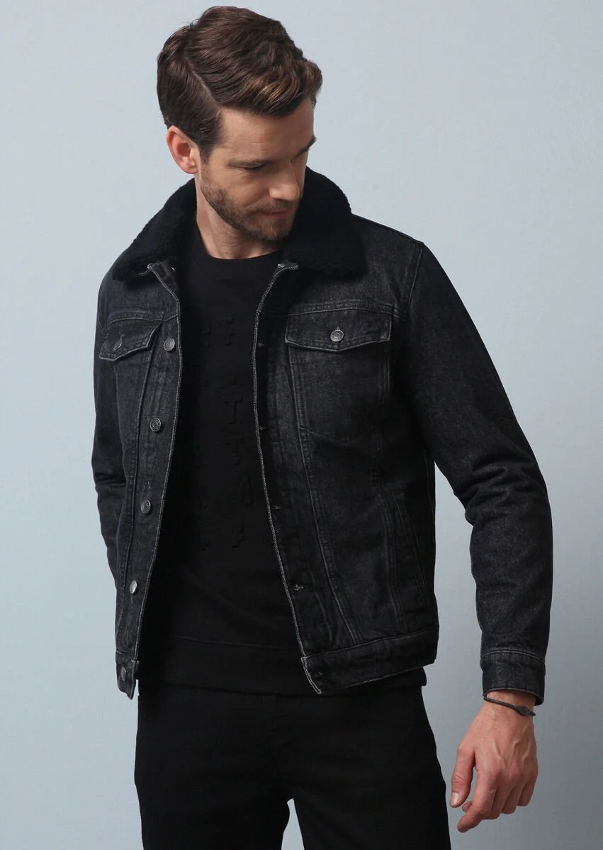 Black Regular Fit Cotton Blended Blazer - 1