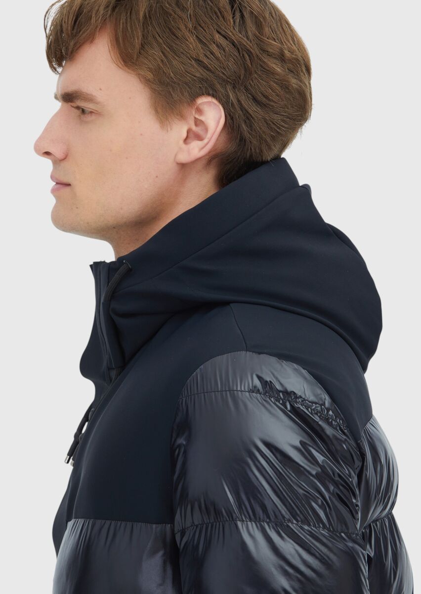 Black Regular Fit Hooded Casual Weaving Coat - 4