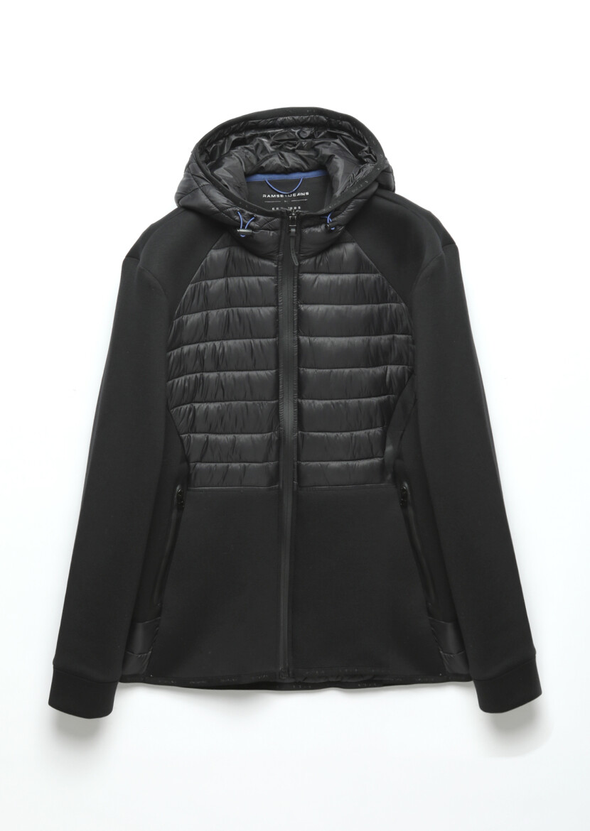 Black Regular Fit Hooded Denim Weaving Coat - 8