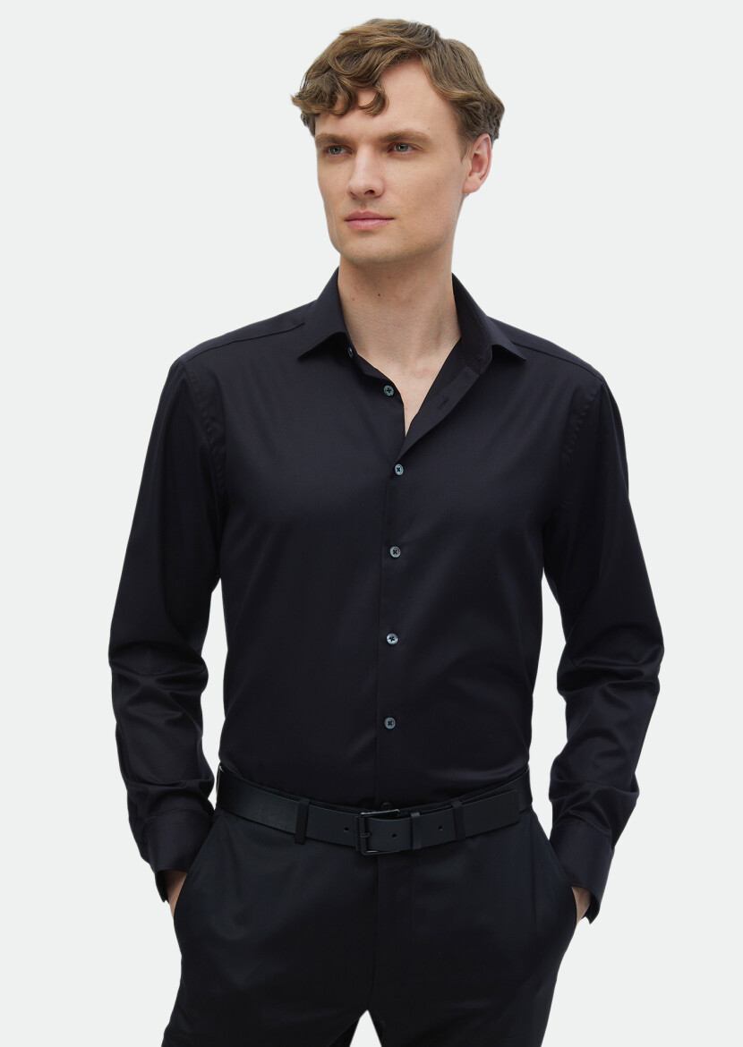 Black Regular Fit Non Iron Weaving Classical 100% Cotton Shirt 