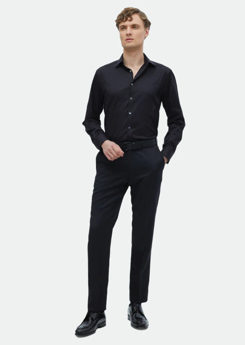 Black Regular Fit Non Iron Weaving Classical 100% Cotton Shirt - RAMSEY