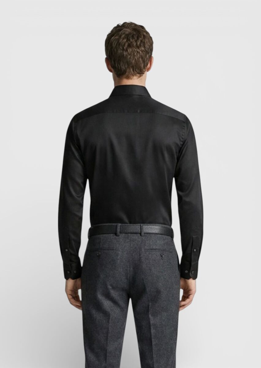 Black Regular Fit Non Iron Weaving Classical 100% Cotton Shirt - 4