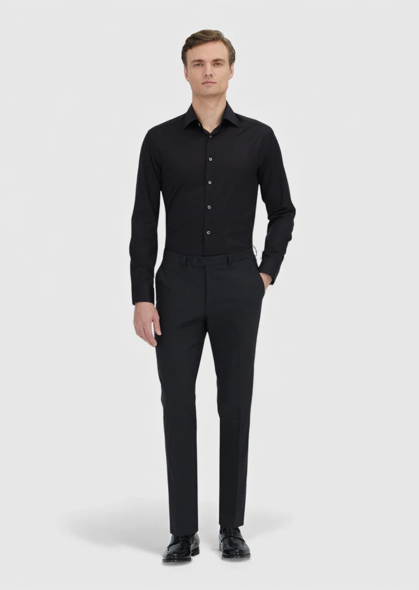 Black Regular Fit Non Iron Weaving Classical 100% Cotton Shirt - RAMSEY