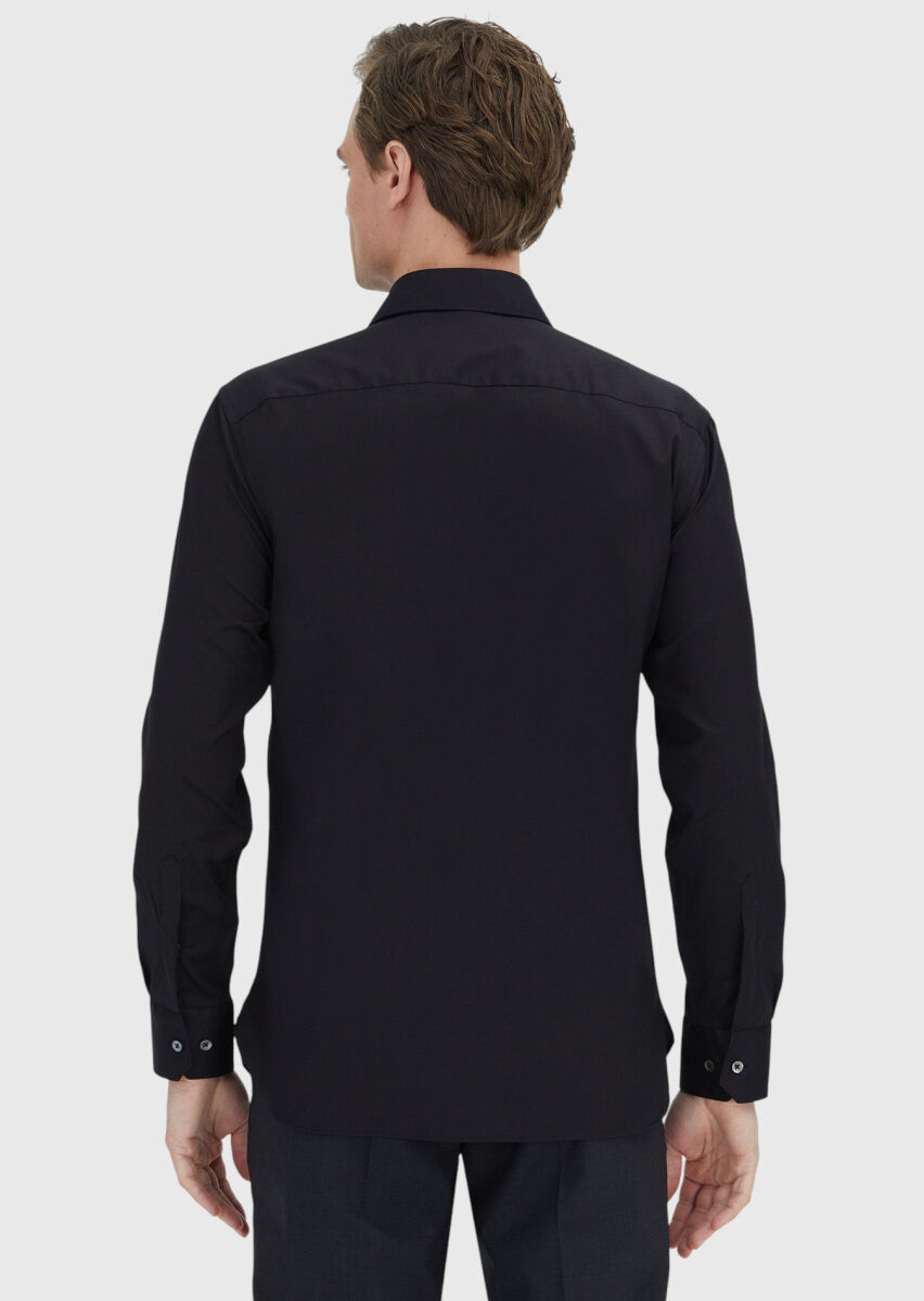 Black Regular Fit Non Iron Weaving Classical 100% Cotton Shirt - 5