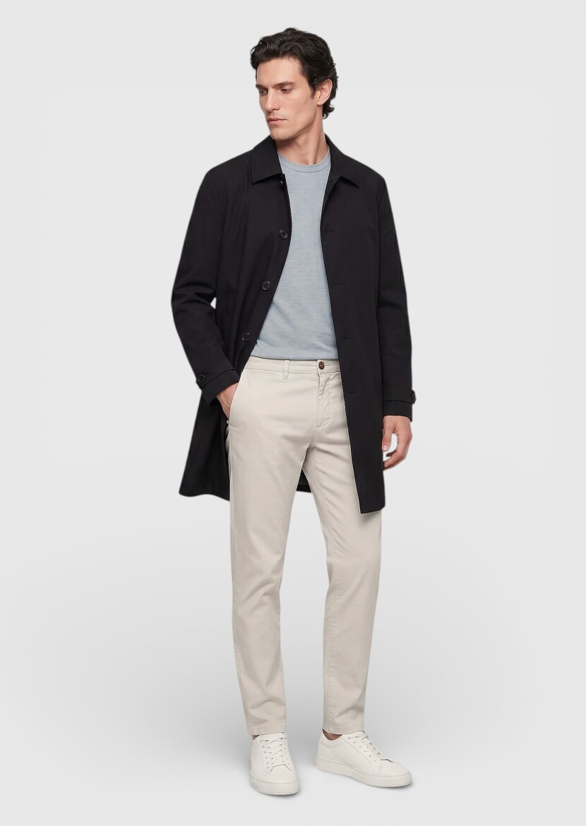 Black Regular Fit Shirt Collar Casual Technical Rain Coat - RAMSEY