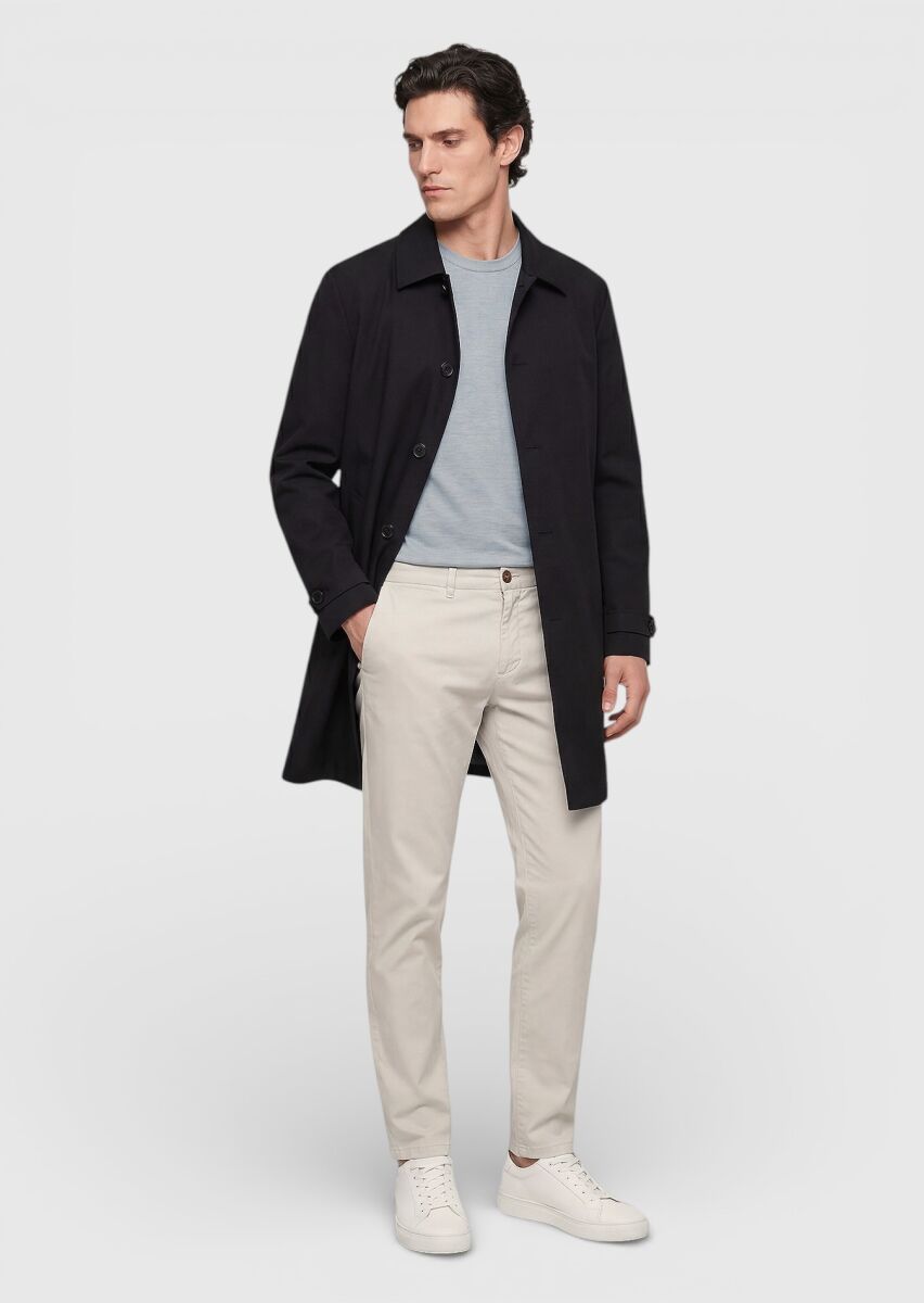 Black Regular Fit Shirt Collar Casual Technical Rain Coat - 1