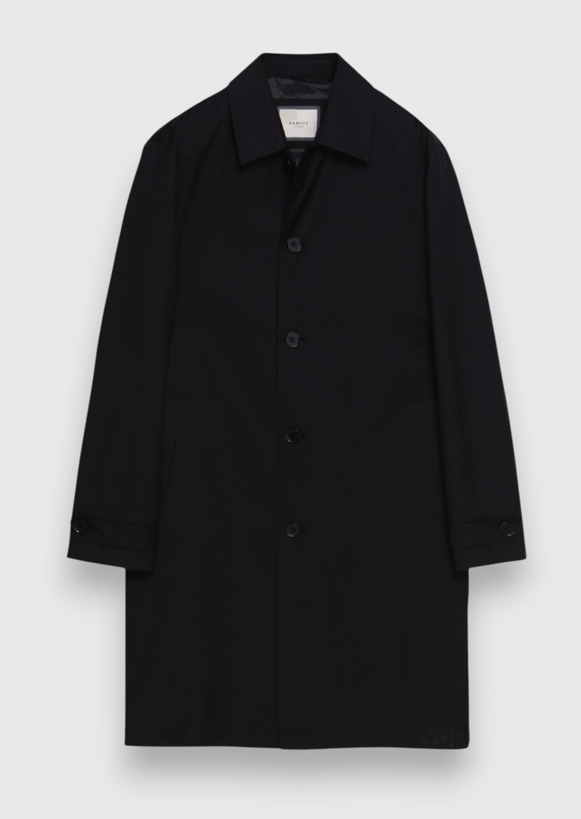 Black Regular Fit Shirt Collar Casual Technical Rain Coat - 6