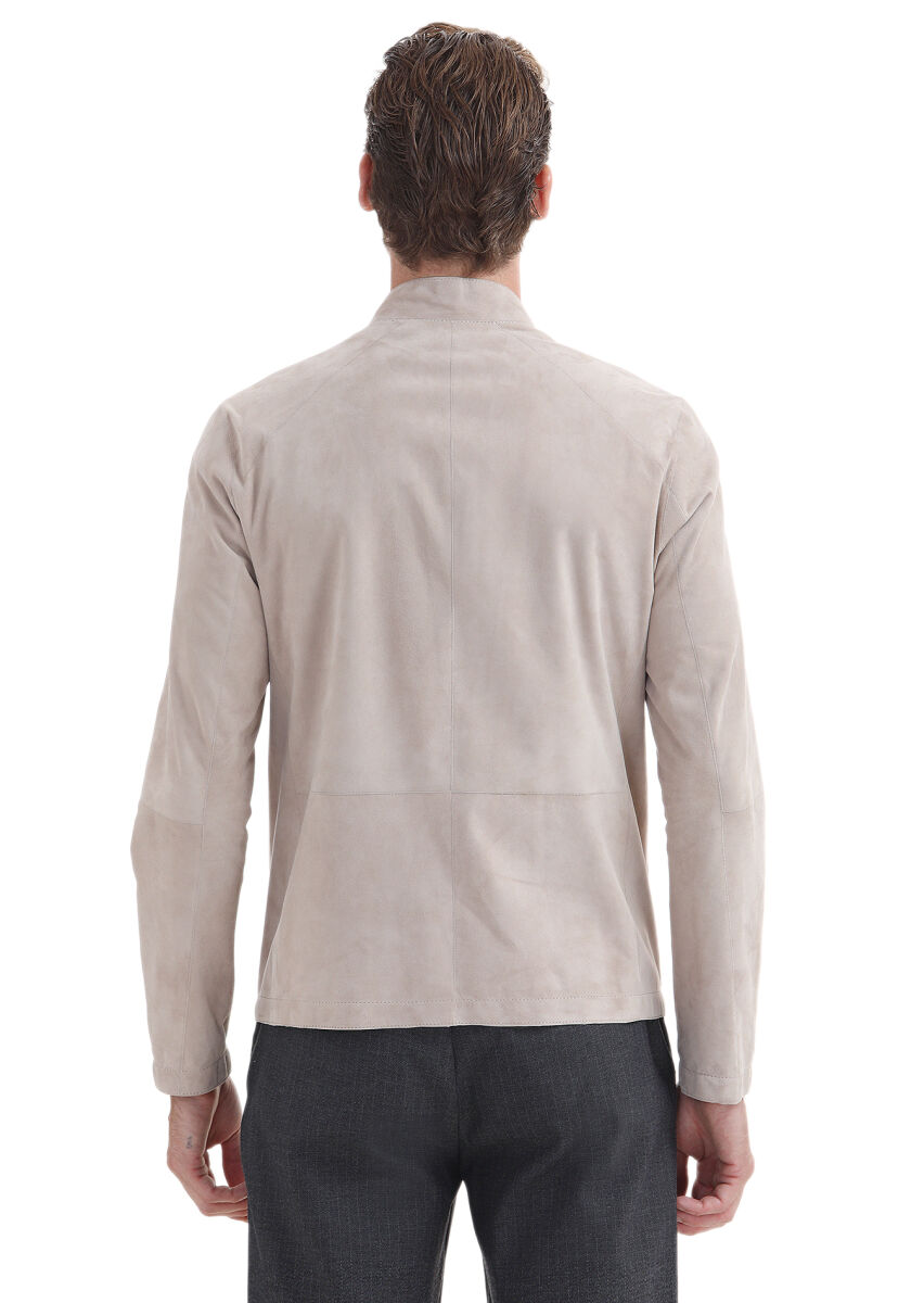 Black Regular Fit Turtleneck Casual Suede Double-Sided Leather Coat - 8