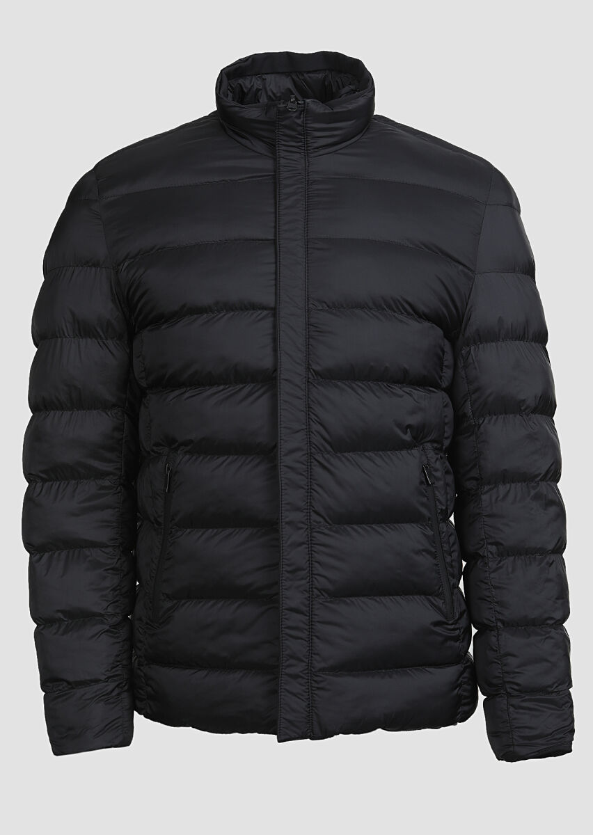 Black Regular Fit Turtleneck Casual Weaving Coat - 8
