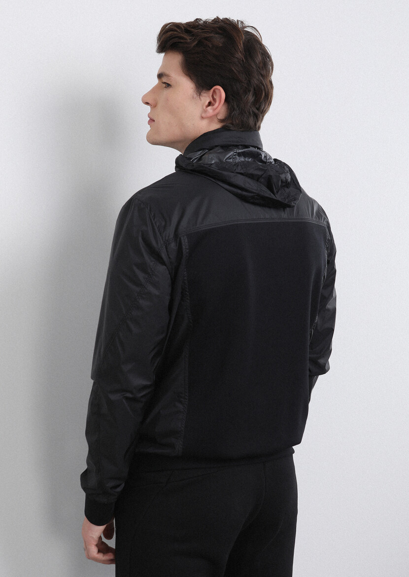 Black Regular Fit Turtleneck Casual Weaving Coat - 5