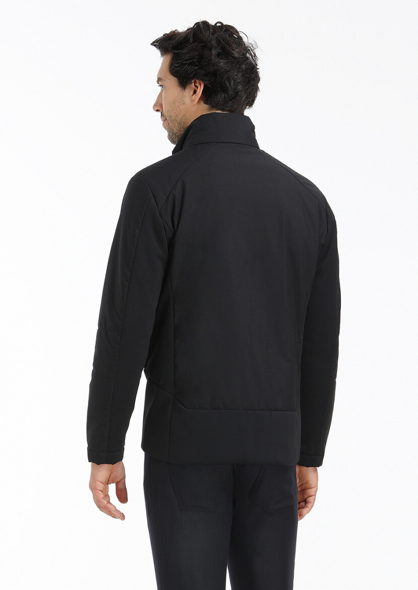 Black Regular Fit Turtleneck Casual Weaving Coat - 6