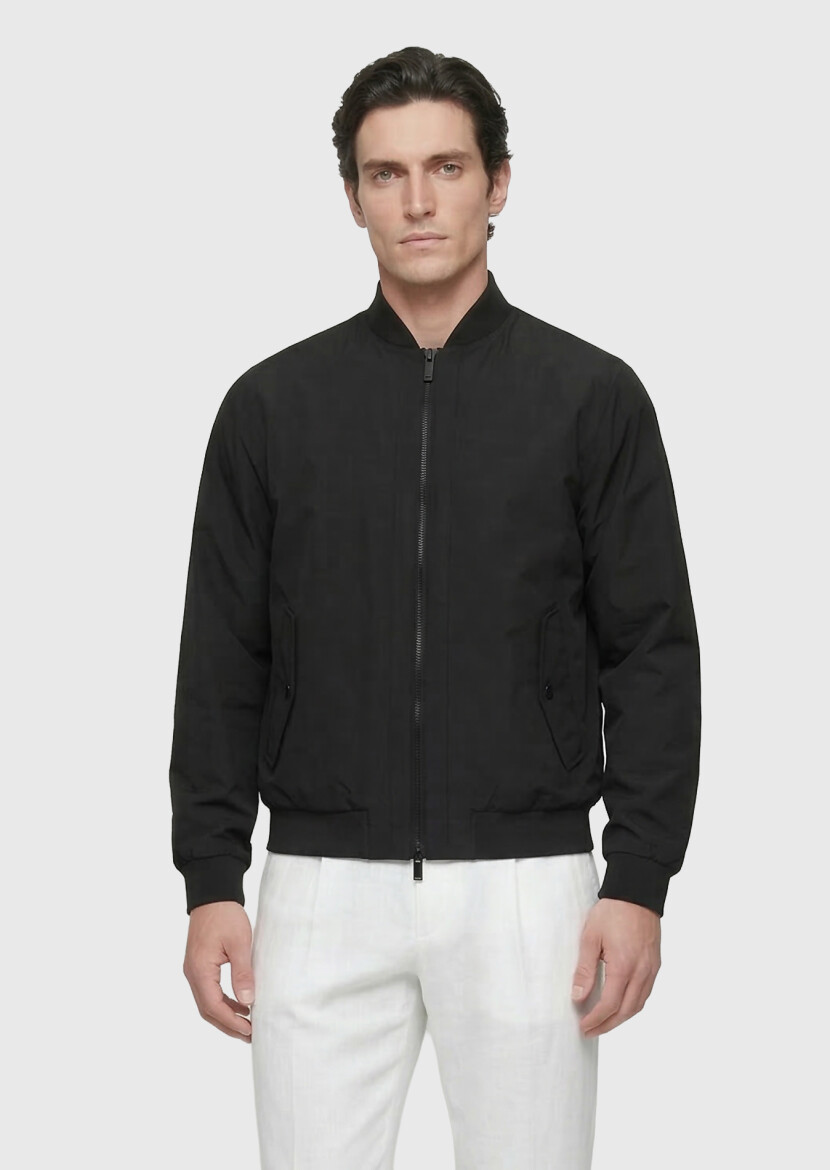 Black Regular Fit Turtleneck Casual Weaving Coat - 3