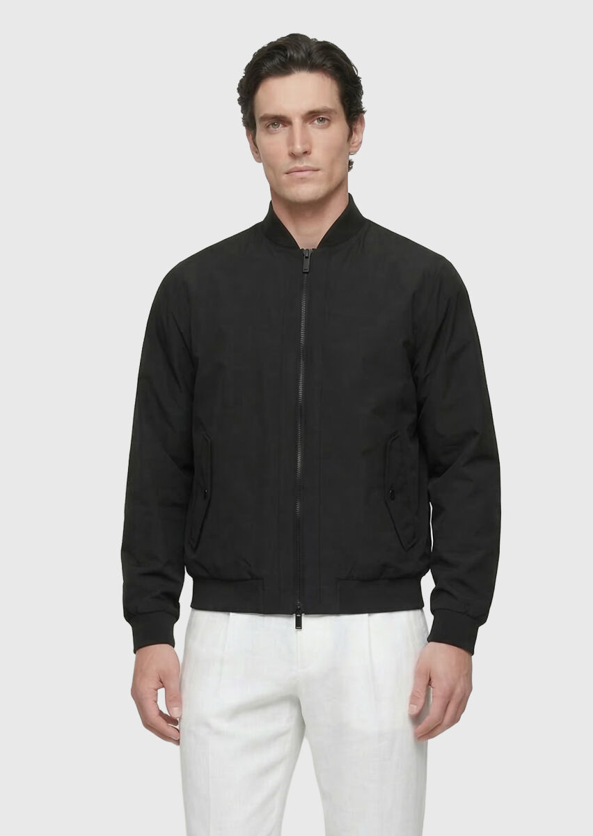 Black Regular Fit Turtleneck Casual Weaving Coat - 3