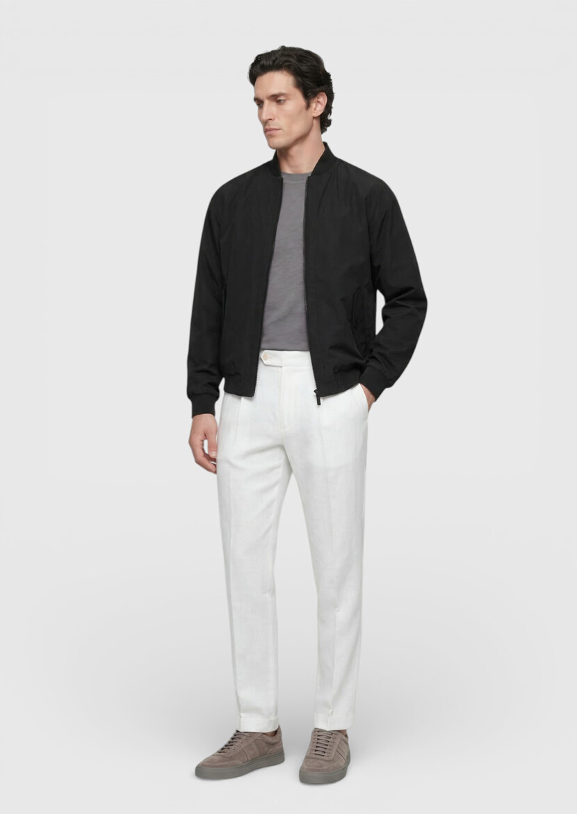 Black Regular Fit Turtleneck Casual Weaving Coat - 4