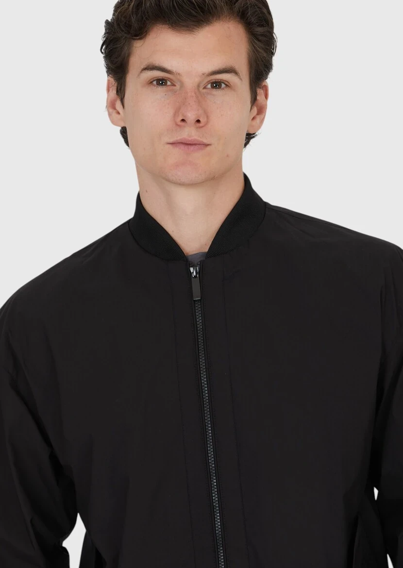 Black Regular Fit Turtleneck Casual Weaving Coat - 4