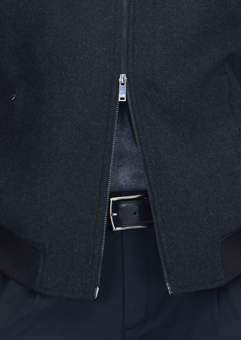 Black Regular Fit Turtleneck Casual Weaving Coat - 5