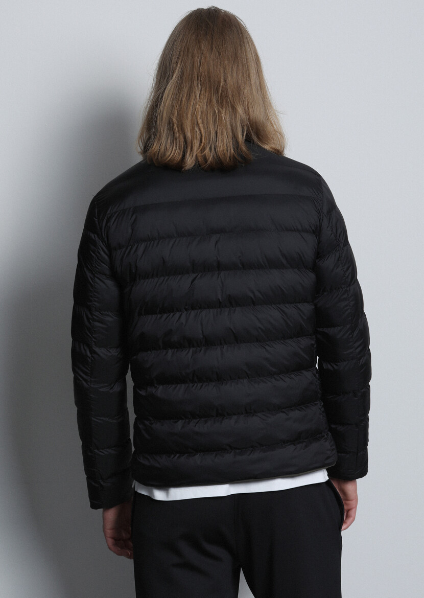 Black Regular Fit Turtleneck Casual Weaving Double-Sided Coat - 5